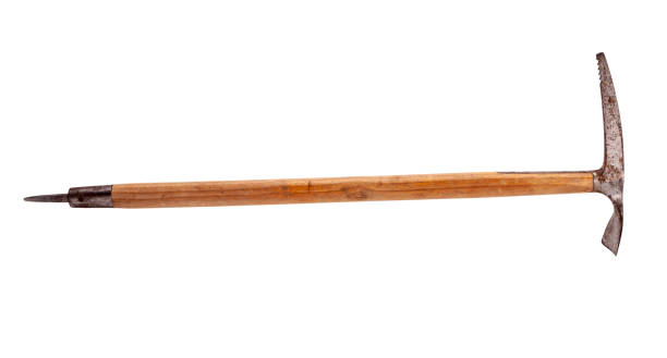 istock Old wooden ice axe isolated on a white background 1286530690