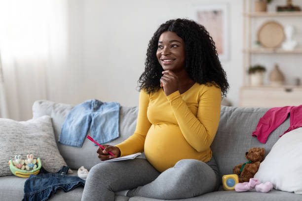 istock Pensive african american single mother getting ready for baby coming 1286533882