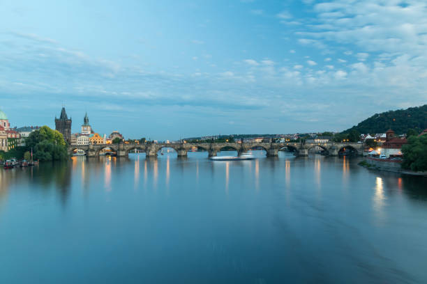 istock Vltava river with Charles Bridge (Czech: Karluv most) in the evening. 1286541682