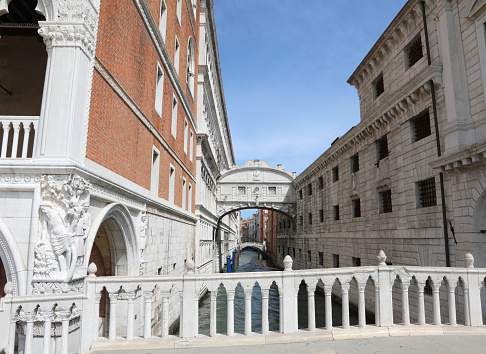 incredible view of the Bridge of Sighs in Venice without any tourists because of epidemics coronavirus