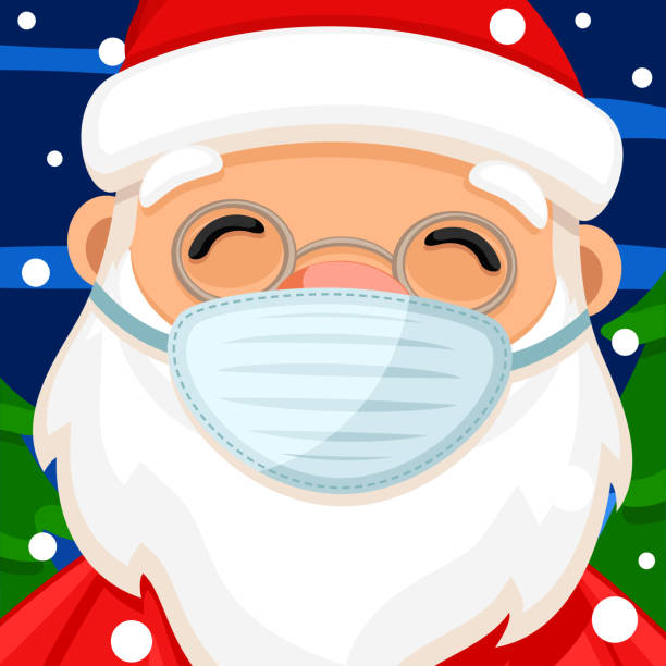 istock Santa claus in a medical mask close up. Merry christmas 1286547123