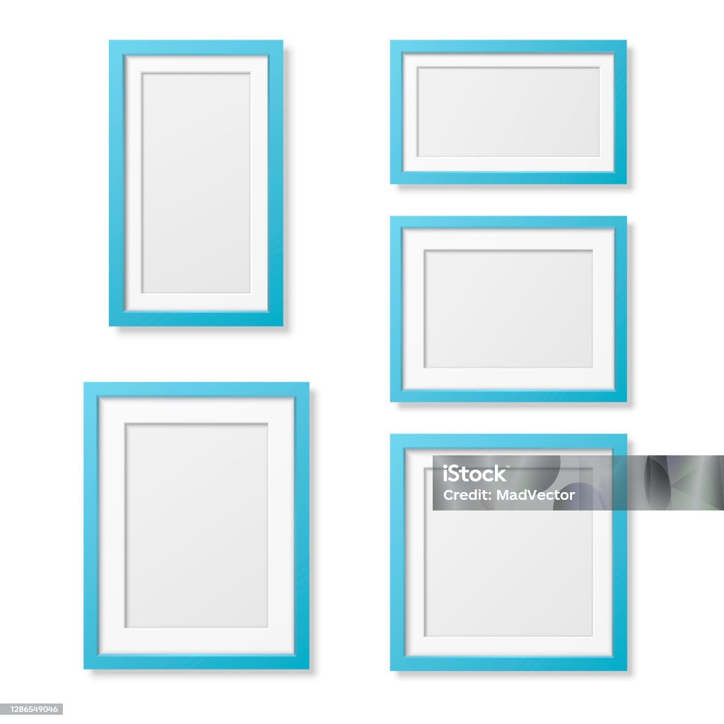 Frame Produk Vector 3d Reaistic Wooden Atau Plastic Simple Modern Minimalistic Blue ...