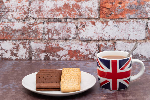 istock British mug printed with a UK Union Jack flag with biscuits 1286550209