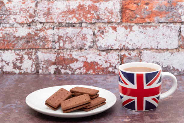 istock British mug printed with a UK Union Jack flag with biscuits 1286550260