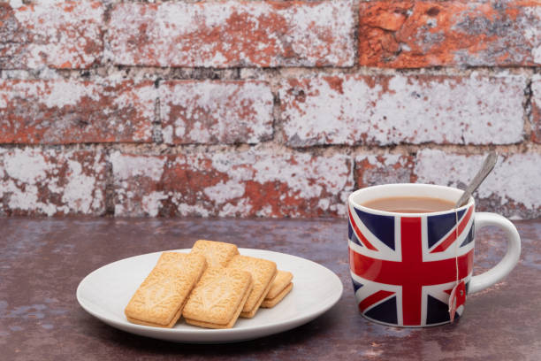 istock British mug printed with a UK Union Jack flag with biscuits 1286550349
