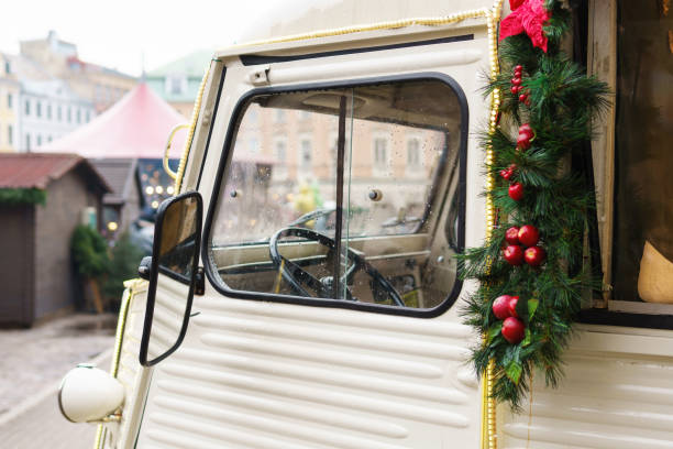 istock Retro van with Christmas decorations 1286551697