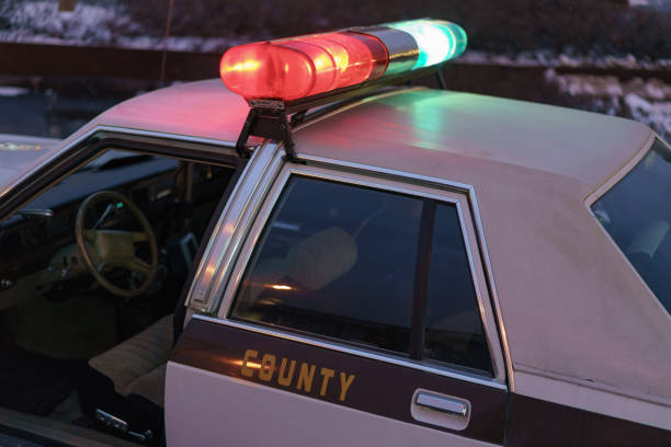 istock Police car siren in night 1286552565