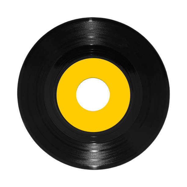 Vinyl 45rpm single record on white with clipping path