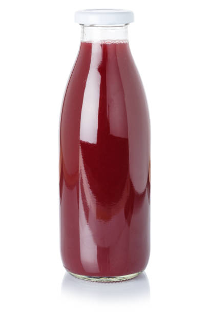 Berry smoothie fresh juice drink berries in a bottle isolated on a white background