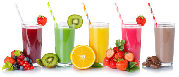 istock Drinks beverages fruit juice collection drink straw fruits glass isolated on white 1286559882