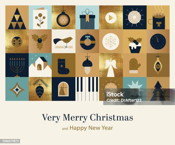 Happy Holidays Seizoensgroeten Stockvectorkunst en meer beelden van Kerstmis - Kerstmis, Print, Pictogram