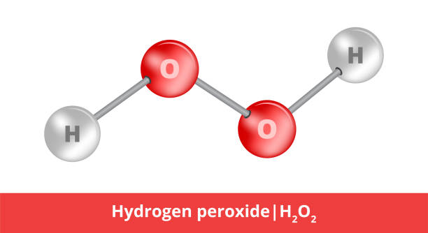 ilustrações de stock, clip art, desenhos animados e ícones de vector ball-and-stick model of chemical substance. icon of hydrogen peroxide molecule h2o2 consisting of hydrogen and oxygen. structural formula suitable for education isolated on a white background. - hydrogen molecule white molecular structure