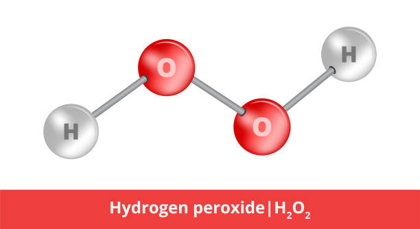 векторная шариковая и палка модели химического вещества. икона молекулы перекиси водорода h2o2, состоящей из водорода и кислорода. стр�уктурн - hydrogen molecule white molecular structure stock illustrations