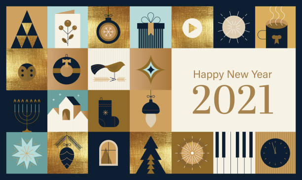 с новым годом 2021 поз�дравляем - cupcake set food and drink metal stock illustrations