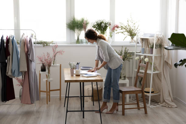 istock Successful female designer work in own atelier 1286575942
