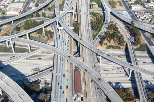 istock Century Harbor Freeway interchange intersection junction Highway Los Angeles roads traffic America city aerial view photo 1286577400
