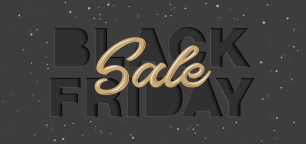 istock Vector paper cut with words for poster, advertising, banner, site decoration, offer, promo, flyer, brochure. Craft style, modern calligraphy text on black background. Black friday sale. 1286582450
