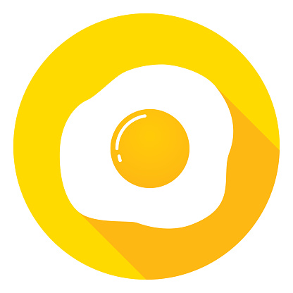 Vector illustration a yellow round fried egg icon.