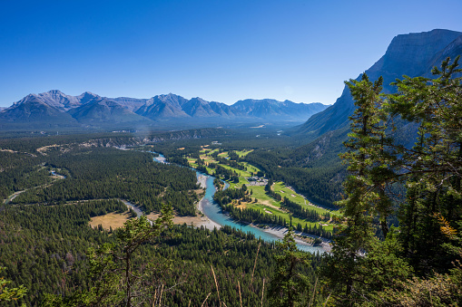 Hiking Views around Lake Louise, Lakeview trail, Plain of six glaciers, Lake Agnes, Mirror Lake, and Little and Big Beehive, Banff National Park, Canada.