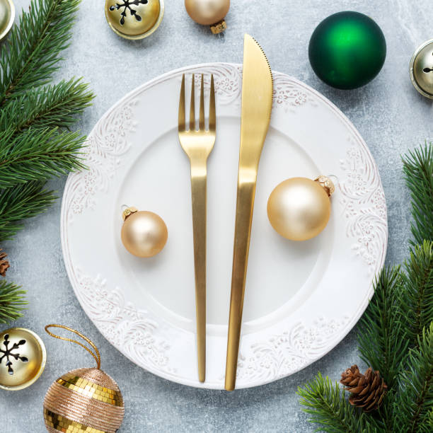 istock Christmas cutlery on plate 1286587572