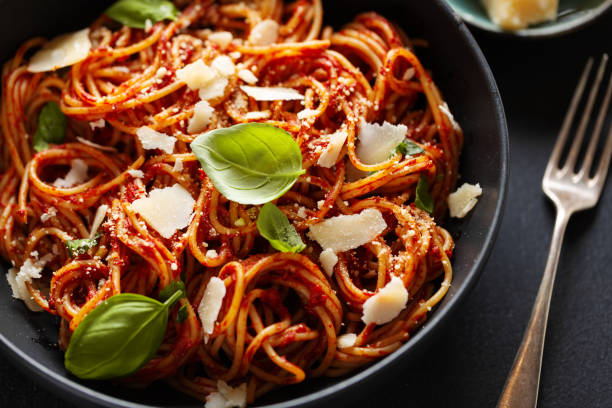 istock Pasta with tomato sauce and cheese 1286587605