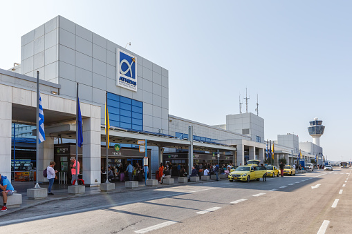 Athens, Greece - September 23, 2020: Terminal building of Athens Airport in Greece.