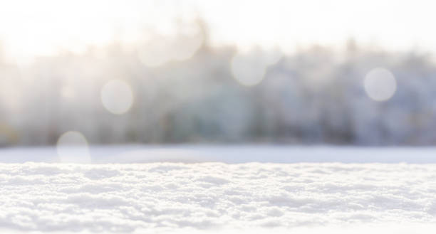 istock Snowy winter background with blurred bokeh lights. Christmas banner with copy space. 1286588840