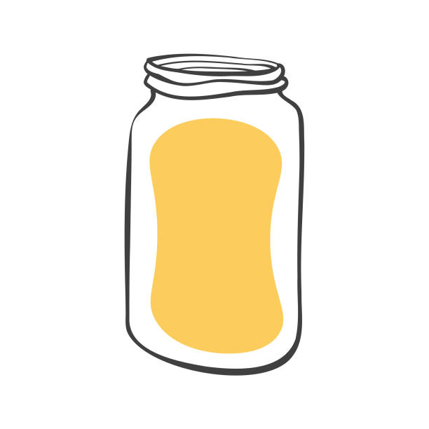 Jar bottle cartoon drawing Vector illustration of a jar or glass bottle in a cartoon style. kombucha jar stock illustrations