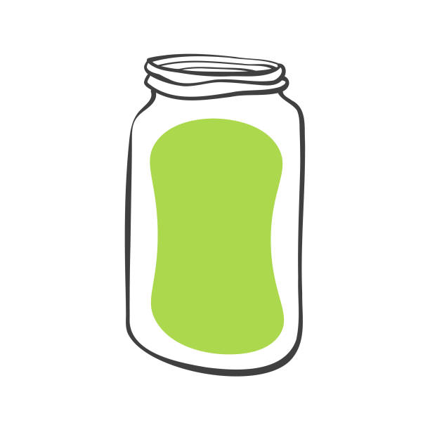 Jar bottle cartoon drawing Vector illustration of a jar or glass bottle in a cartoon style. kombucha jar stock illustrations