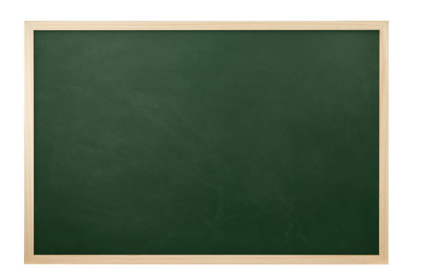 istock Green chalkboard with a wooden frame isolated on white 1286606012