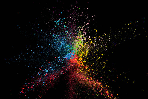 istock Explosion of colored powder isolated on black background. Abstract colored background 1286612137