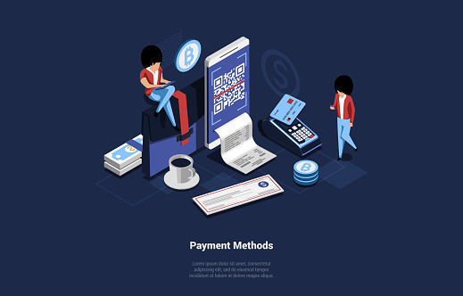 Isometric Vector Illustration Of Different Payment Methods 3d Cartoon ...