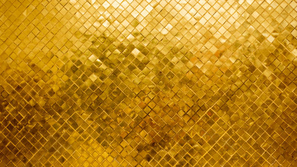 istock Gold tile mosaic wall glitter background texture Luxury and Elegant 1286616218
