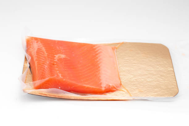 istock Fresh salmon fish fille on vacuum packed 1286617187