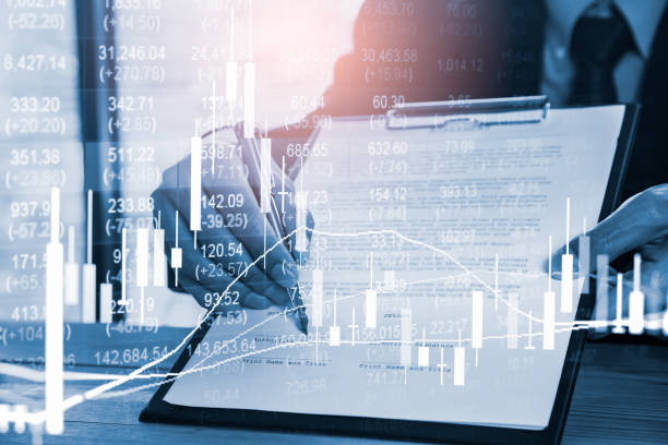 Stock market or forex trading graph and candlestick chart suitable for financial investment concept. Economy trends background for business idea and all art work design. Abstract finance background. gráfico de comercio de divisas o de divisas y gráfico de velas adecuado para el concepto de inversión financiera. antecedentes de tendencias económicas para la idea de negocio y todo el diseño de trabajo de arte. antecedentes financieros abstractos.