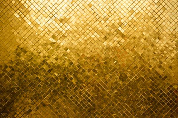 istock Gold tile mosaic wall glitter background texture Luxury and Elegant 1286618851