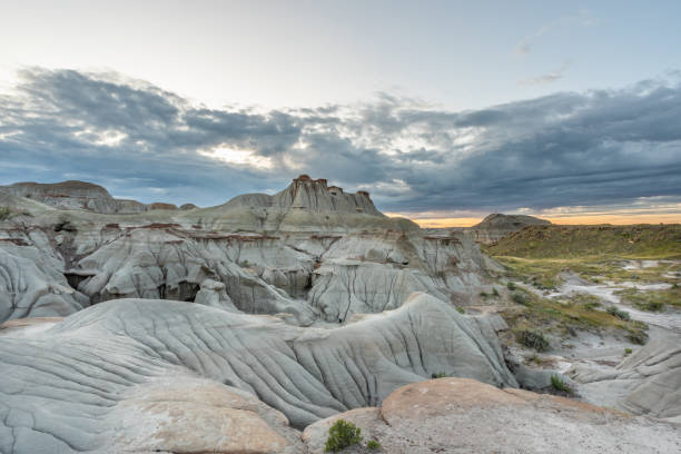 Badlands of Dinosaur Provincial Park at Sunset in Alberta, Canada