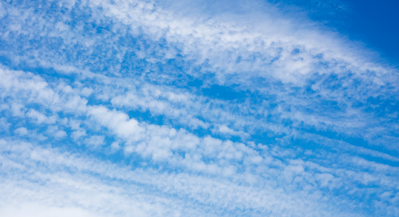 beautiful ribbed clouds on a beautiful, blue sky. Background, texture