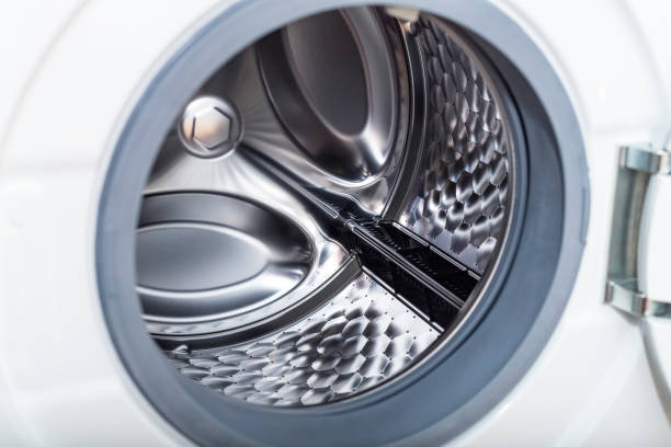 istock Interior view of the dryer. Stainless steel textured surface 1286622504