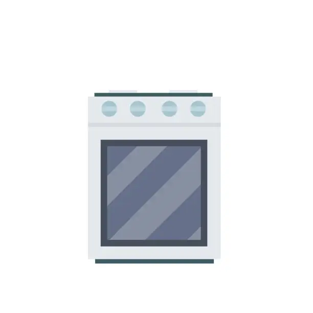 Vector illustration of Stove for cooking. Kitchen furniture. Cartoon flat illustration