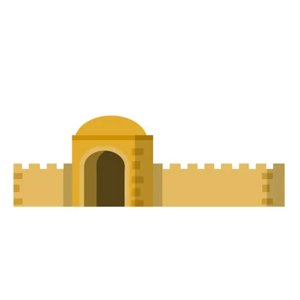 Vector illustration of Arab and mud houses of the middle East desert.