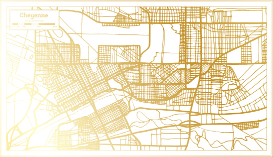 Cheyenne USA City Map in Retro Style in Golden Color. Outline Map. Vector Illustration.