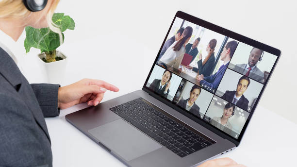 istock Video conference concept. Telemeeting. Videophone. Teleconference. 1286627612