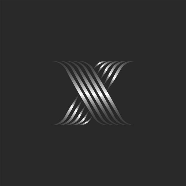 monogram litera x początkowy znak kaligraficzny logo, minimalny styl cienkich gładkich linii, element projektu typografii kształtu krzyżowego - letter x illustrations stock illustrations