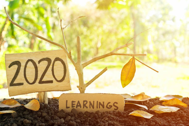 istock A tree branch with a single remaining last leaf hanging beside a 2020 Learning sign at sunset. Life lessons and learnings from the year 2020 concept. 1286628548