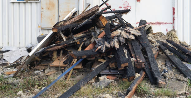 istock After the fire, a bunch of burnt wooden boards  remained 1286636622