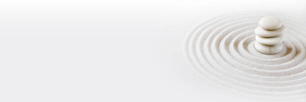 Zen japanese garden background. Horizontal banner