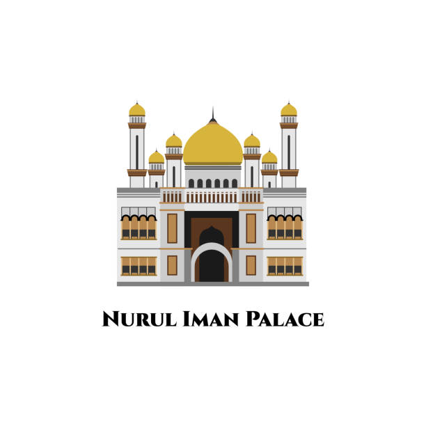 The Istana Nurul Iman. Brunei country design template. The architectural design is very magnificent beautiful. One of the largest residential palace in the world. Flat design vector illustration The Istana Nurul Iman. Brunei country design template. The architectural design is very magnificent beautiful. One of the largest residential palace in the world. Flat design vector illustration istana stock illustrations