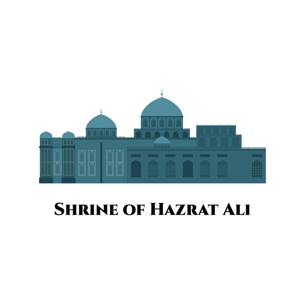 das heiligtum des imams 'ali. blaue moschee in mazar-e sharif, afghanistan (schrein von hazrat ali. der beeindruckendste und schönste schrein. flache cartoon-stil vektor-illustration - mazar stock-grafiken, -clipart, -cartoons und -symbole