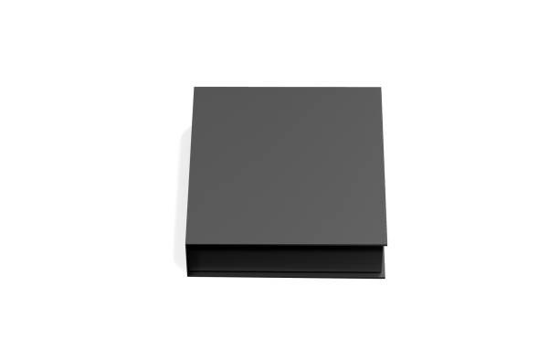 istock Black blank hard cardboard box mock up template, 3d illustration. 1286641419